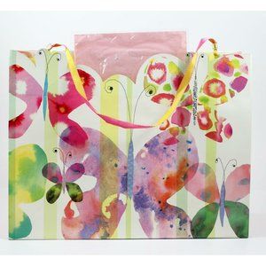 Stephen Lawrence Maria Carlucccio Butterflies Gift Bag w/Pink Tissue Paper